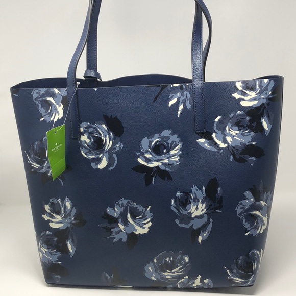 Nwt Kate Spade Mya reversible Navy multi tote - Picture 5 of 7